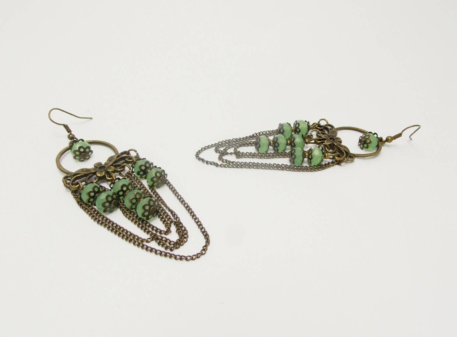 Ninolia - Wholesale Dangle Earrings - Renaissance Earrings for Her Jade Earrings Exotic Jewelry Chain Jewelry Chain Earrings Extra Long Earrings Chandelier Earring2