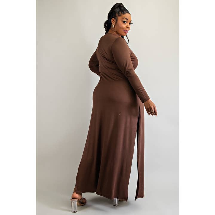 Curve Market - Vendita all'ingrosso Tunica - Donna - Top maxi taglie forti con maniche lunghe, scollo a incrocio e apertura a goccia3