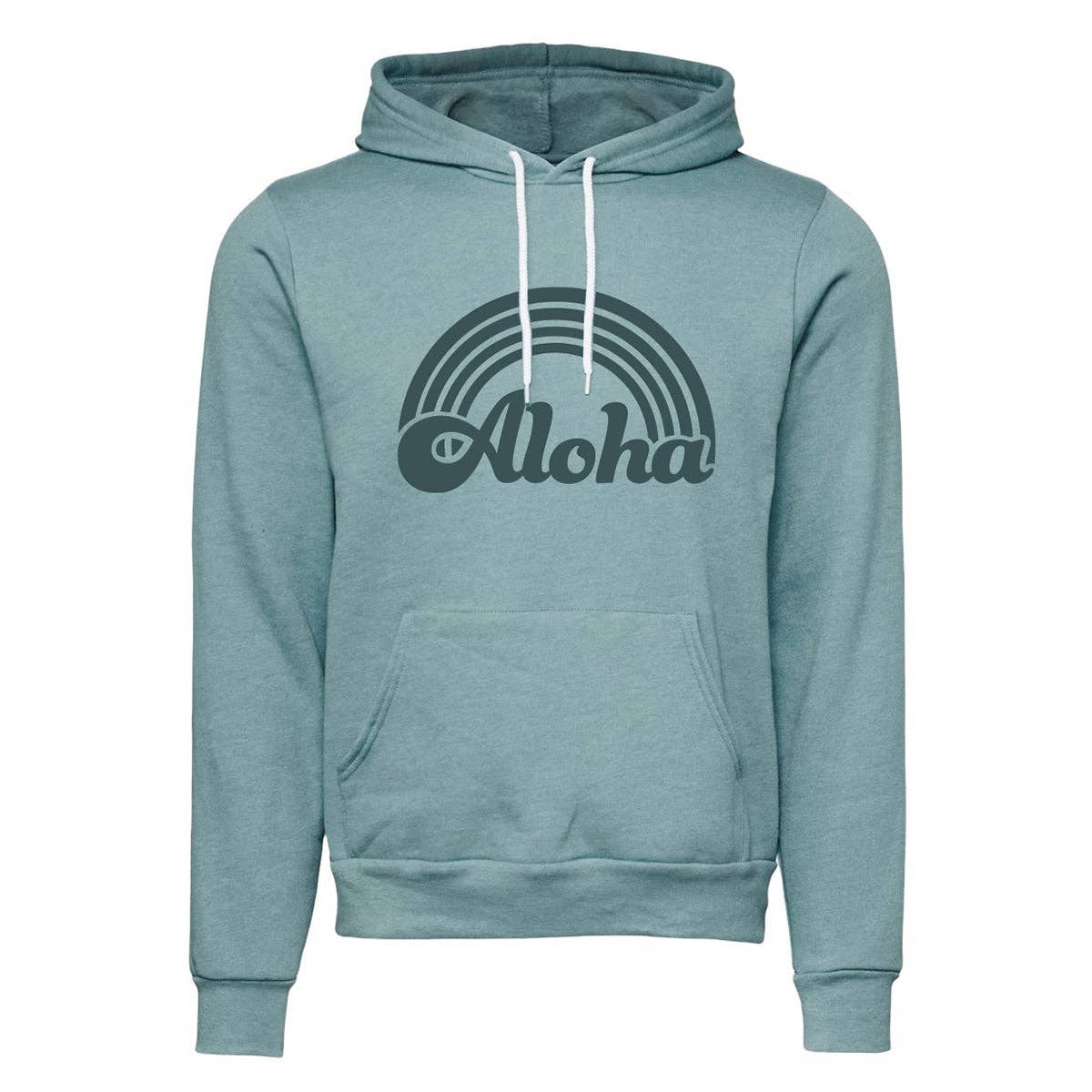 Aloha Lovely - Wholesale Hoodie - Women's - Aloha Retro Rainbow Hoodie in Blue Lagoon1