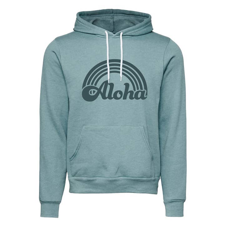 Aloha Lovely - Wholesale Hoodie - Women's - Aloha Retro Rainbow Hoodie in Blue Lagoon1