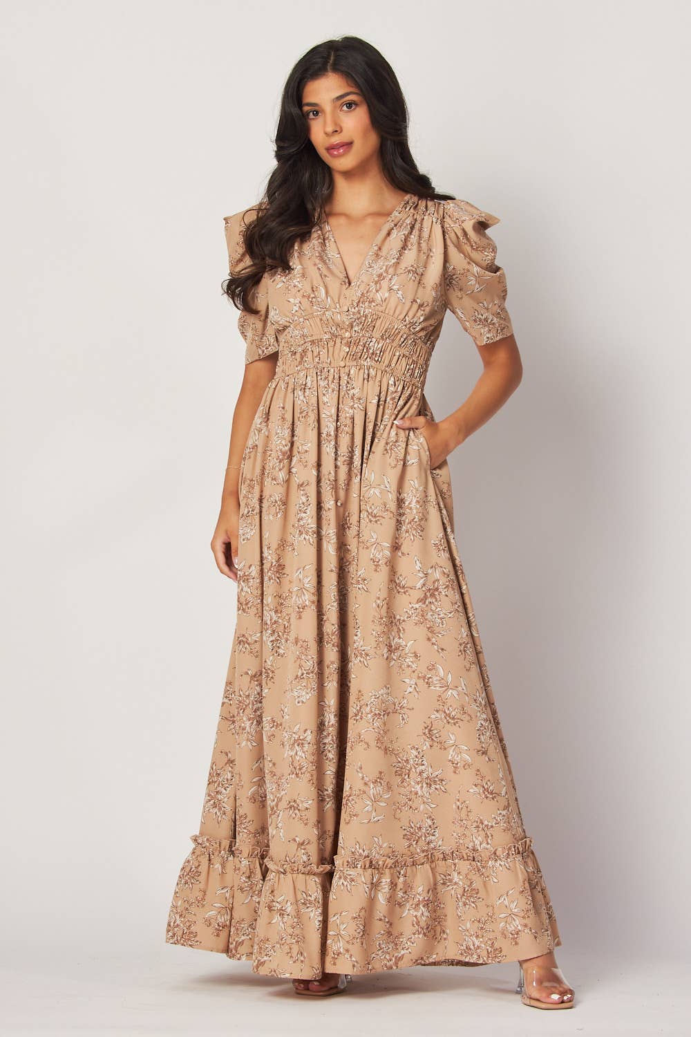 Peace Love Line – wholesale Klänning - Dam – PL5166 - BLOMMIG TRYCKT VÄVD MAXIKLÄNNING8