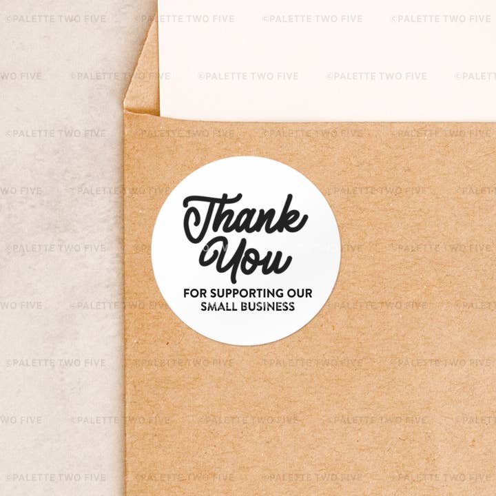 Thank You Label, Thank You Sticker, Packaging Sticker, 2x2" for wholesale by Palette Two Five