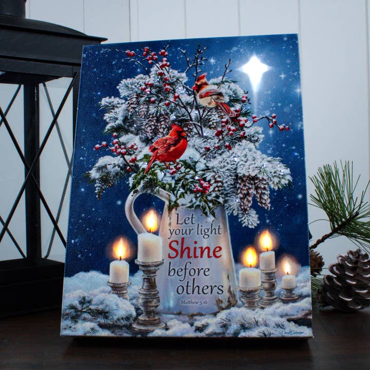 Stearinlyslys Jul 8x6 Belyst Bordplade Lærred for engroshandel hos Glow Decor