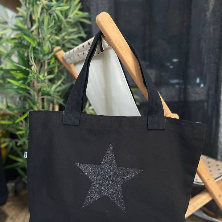 Toiles Chics - Wholesale Tote Bag - Women's - “Star” Small Black Tote Bag