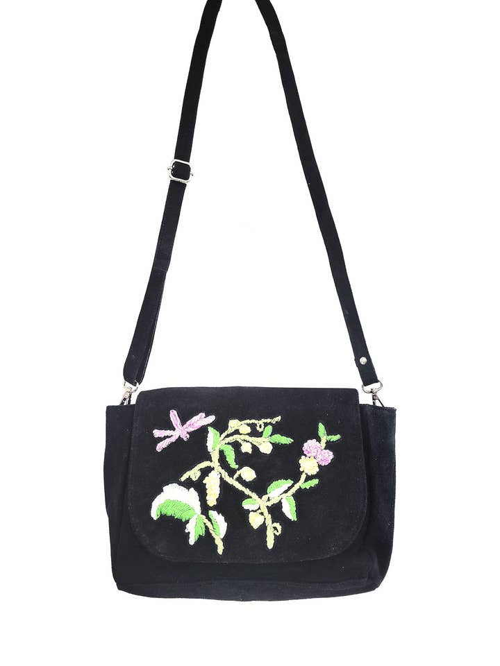 Borsa a tracolla Grace in pelle scamosciata 6 opzioni per la vendita all'ingrosso da parte di Raj Trading & Imports (USA) Inc.