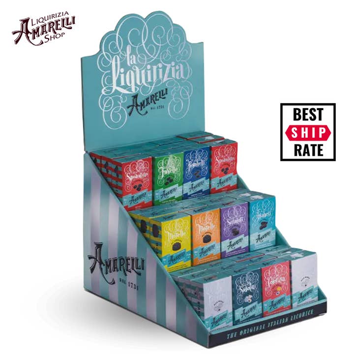 Amarelli Assorted Licorice  Display 60gr x Unit - 36 Boxes  for wholesale by Casacella Foods