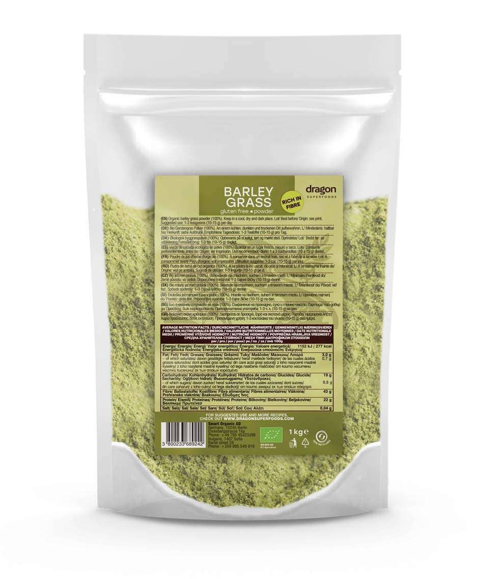 Smart Organic - Wholesale Protein/Superfood Powder - Barley Grass, Powder, Bio, Dragon Superfoods, 150g/1kg4