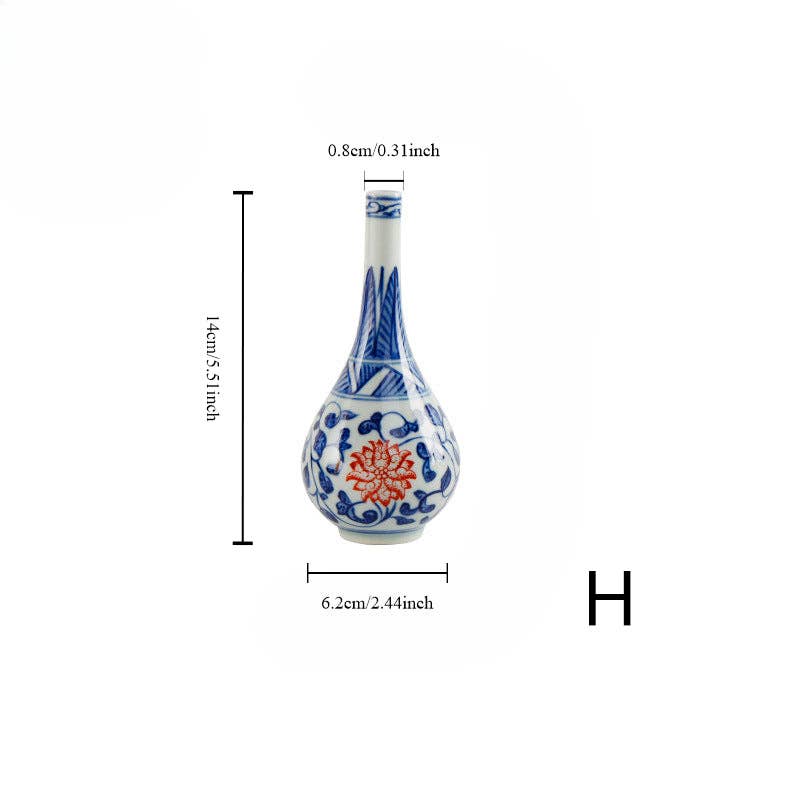 Gohobi （We cover U.S. import duties） - Wholesale Vase - Gohobi Hand-painted Blue and White Porcelain Vase (Red Flowers)7