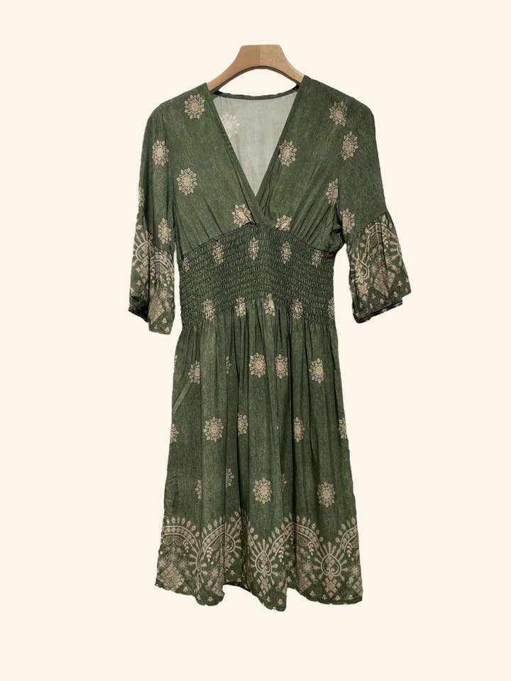 Nota bene - Wholesale Dress - Women's - Short smocked printed dress Art238654