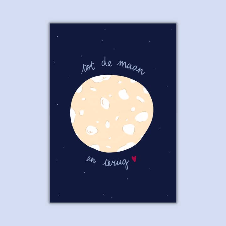 Wenskaart - Tot de maan en terug voor wholesale door Dujojo