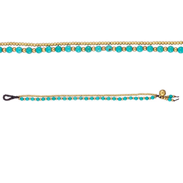Dos hilos bronce/turquesa para venta al por mayor de Benjamin International