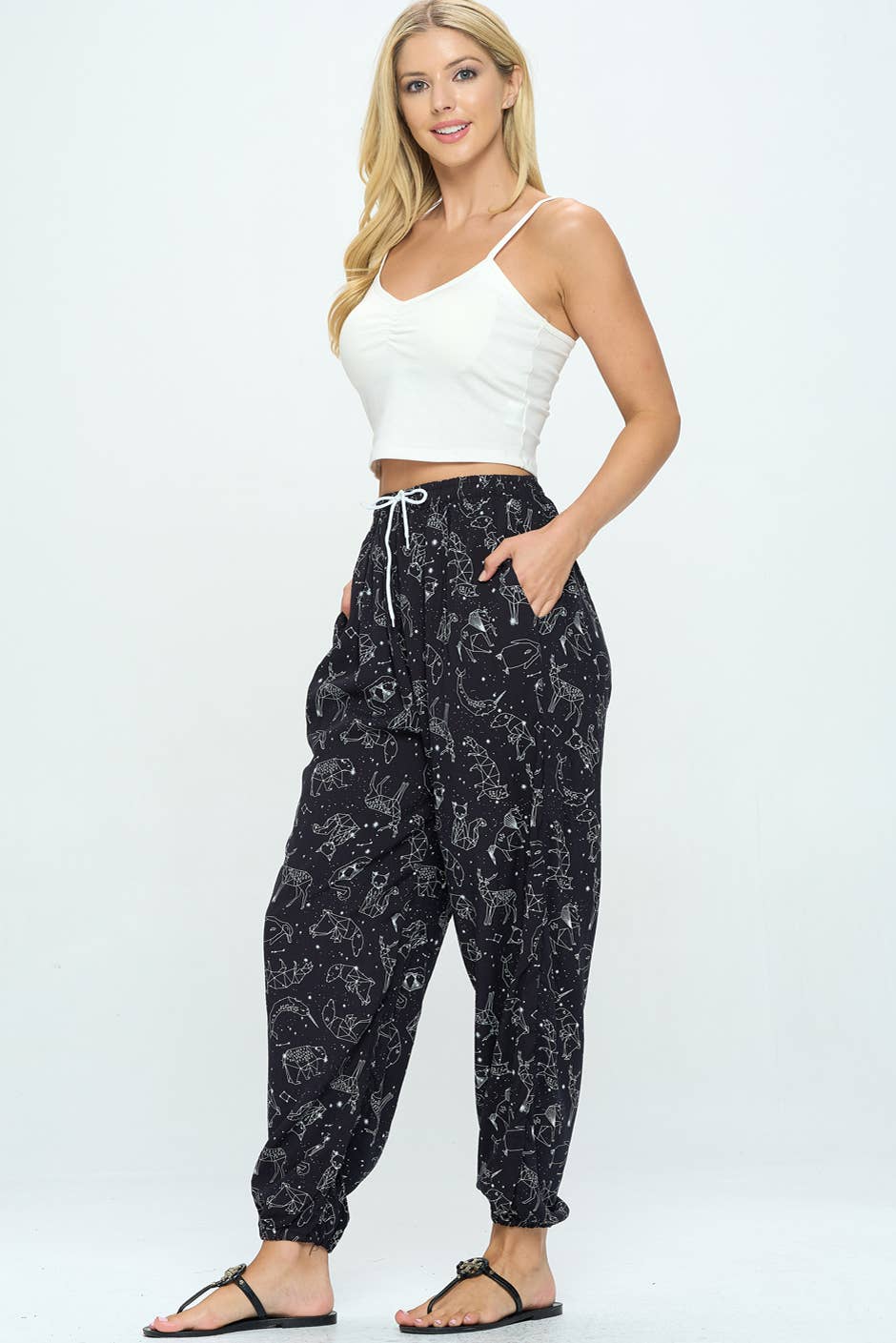 LA Soul - Wholesale Pants - Women's - Celestial Animal Print With Drawstring and Pocket1