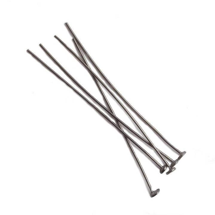 Fio Headpin de 2 comprimentos Disco banhado a Ouro Preto .925 Prata, Fio calibre 22, 10 peças por saco por atacado de Beads of Cambay