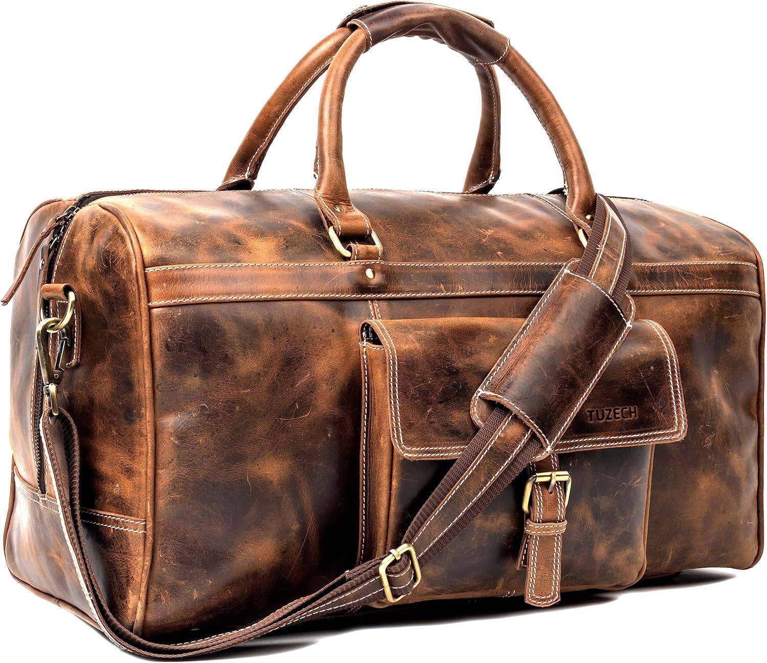 Tuzech Leather – wholesale Duffelväskor – Unisex – Tuzech stor läderväska 20-tums duffel för resor, träningsväska och handbagage – unisex9