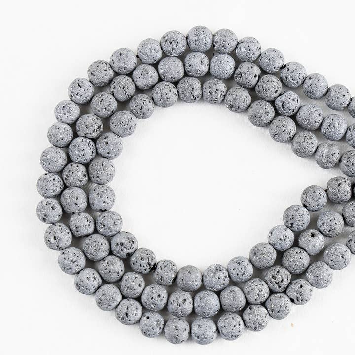 Soothing Crystals Beads - Wholesale Beads - Round Beads | Grey Lava Beads | Volcanic Rock Gemstone Beads4