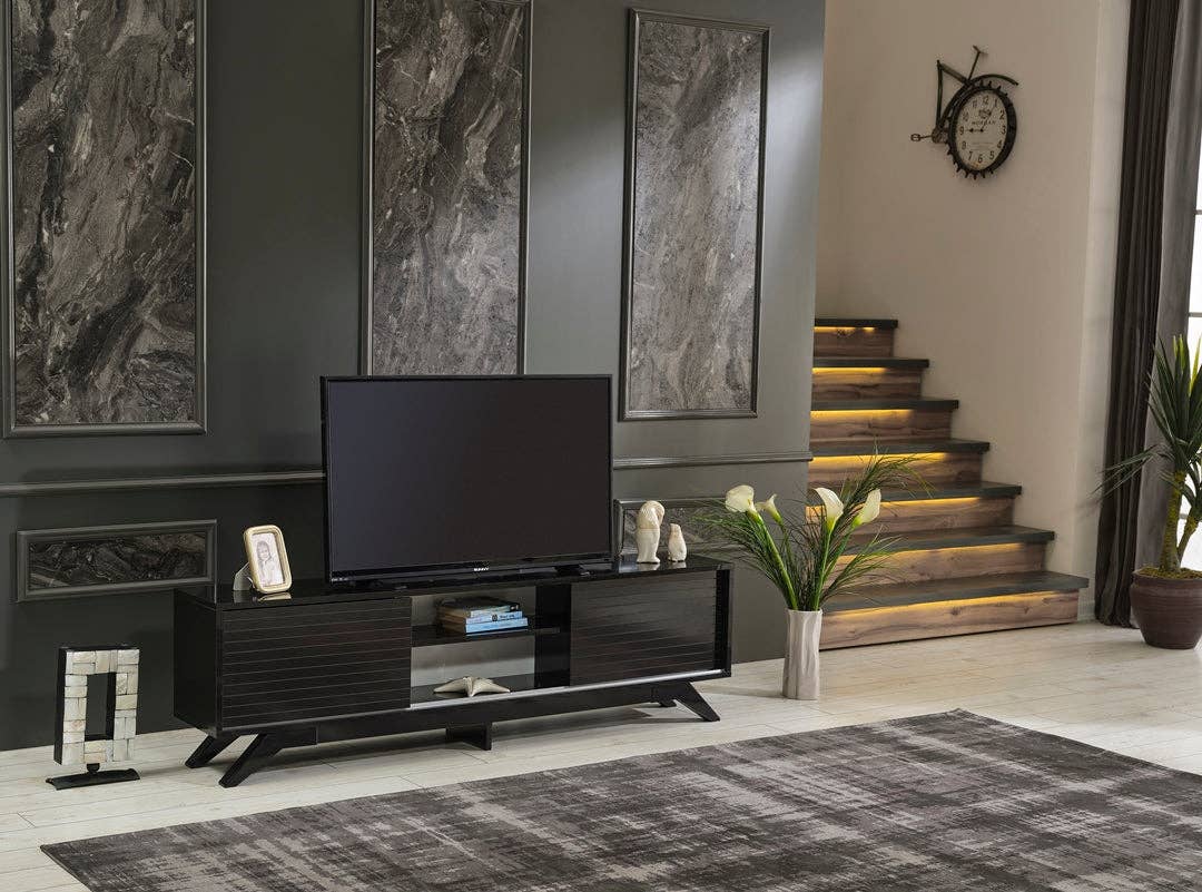 Luxia Tv Stand Black for wholesale on Faire1