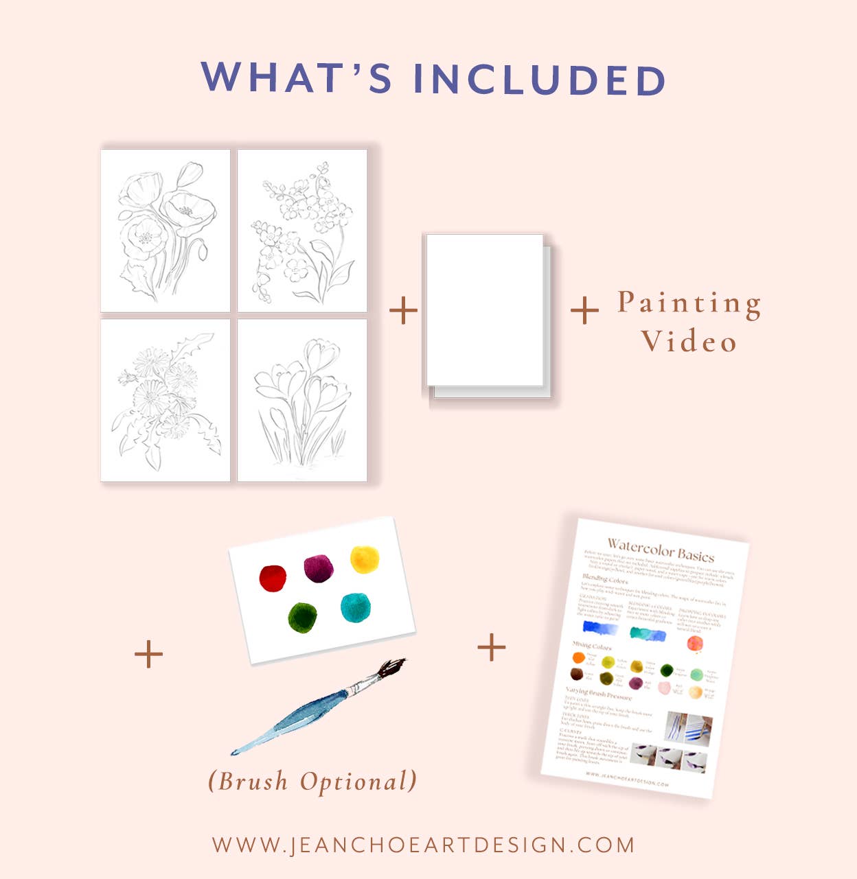 Jean Choe Art & Design - Wholesale DIY Craft Kit - Wildflowers Watercolor All-In-1 Kit for Beginners1