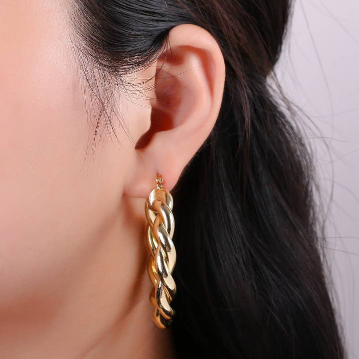 Aim Eternal - Wholesale Hoop Earrings - Gold Twisted Hoop Earrings, Bold Gold Hoop Earrings, Chunky Earrings, Statement Hoops, 14k Gold Filled Hoops Earring gift for her