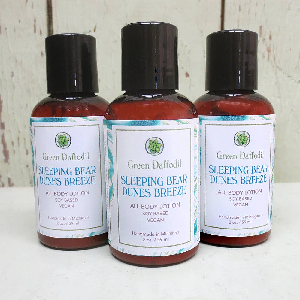Green Daffodil Bath & Body - Wholesale Body Cream/Lotion - Sleeping Bear Dunes Breeze Mini Lotion Bottle  - Michigan1
