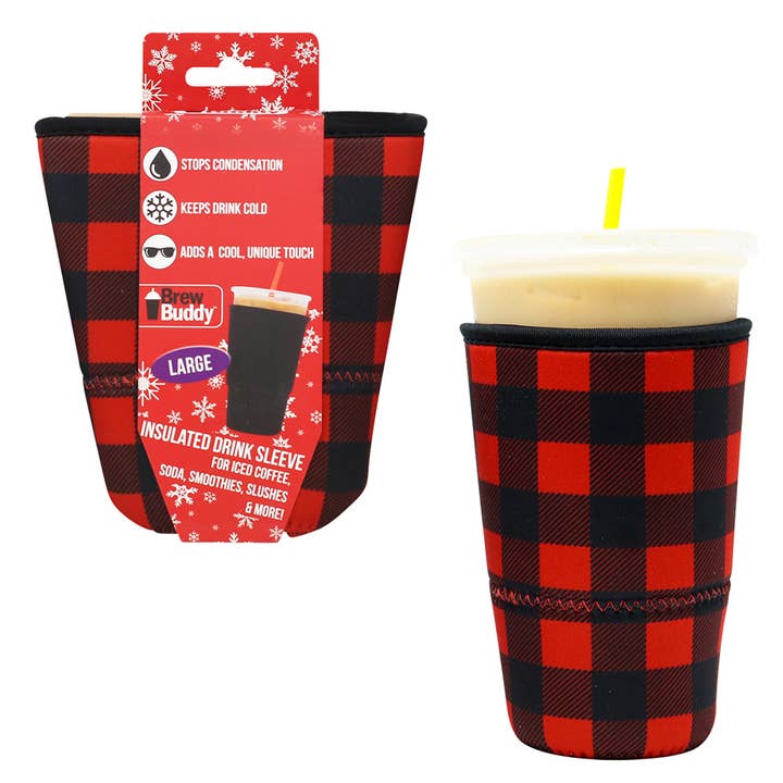 Seriously Shea - Wholesale Drink Huggers & Koozies - Holiday Insulated Iced & Hot Coffee Sleeve - Buffalo Plaid4