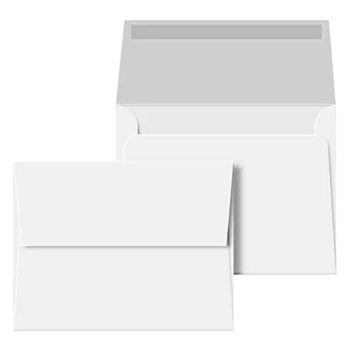 Fine Cardstock - Wholesale Envelopes - A2 Blank White Envelopes – For 4.25" x 5.5" Greeting Cards, Invitations, Postcards | 4 3/8" x 5 3/4" | 24lb Bond (90gsm) Square Flap | 100 per Pack