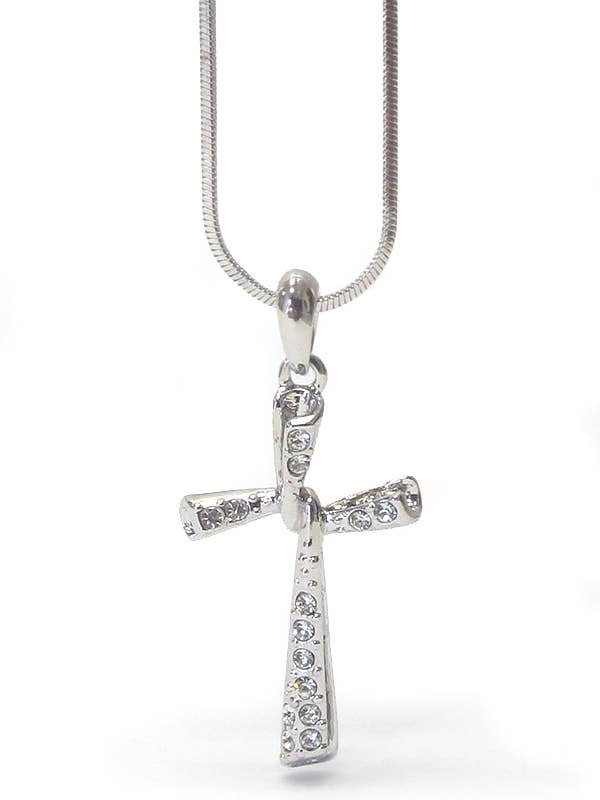 ( J515 ) CRYSTAL CROSS PENDANT NECKLACE for wholesale by Jewelry Max