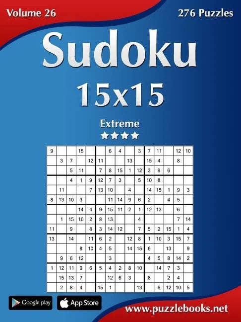 Sudoku 15x15 - Extreme - Volume 26 - 276 Puzzles - Paperback for wholesale by Books by splitShops