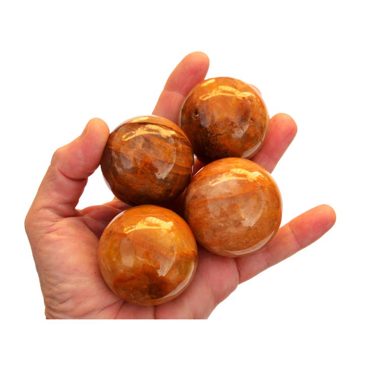 Esfera de Quartzo Golden Healer (4-6 Pcs) - (45mm - 60mm) 1 Kg por atacado de Kaia & Crystals
