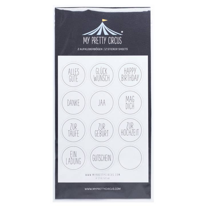 Sticker “All the best” round white #2 - German for wholesale by My Pretty Circus