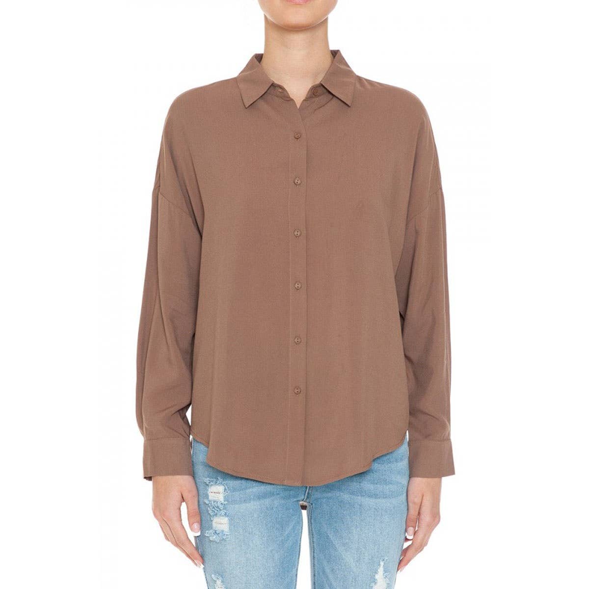 Timeless - Vente Chemise à col boutonné – femme - CHEMISE BOUTONNÉE SURDIMENSIONNÉE À MANCHES LONGUES0