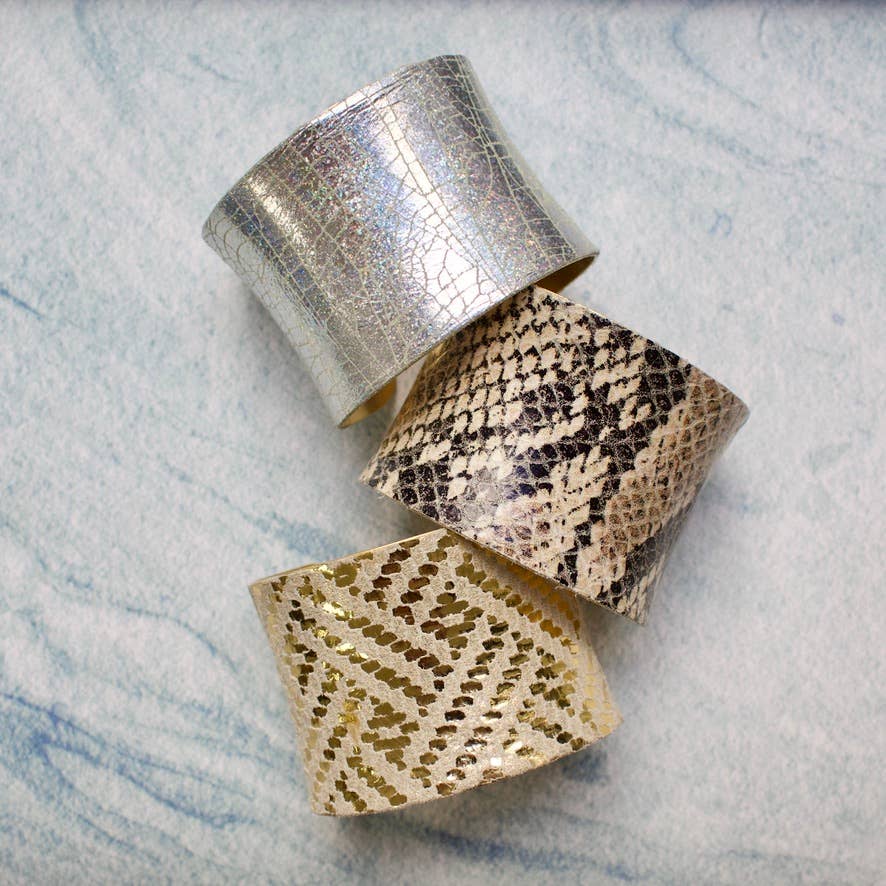 a.v. max - Wholesale Cuff Bracelet - Leather Wrapped Concave Cuff|SAMPLE SALE2