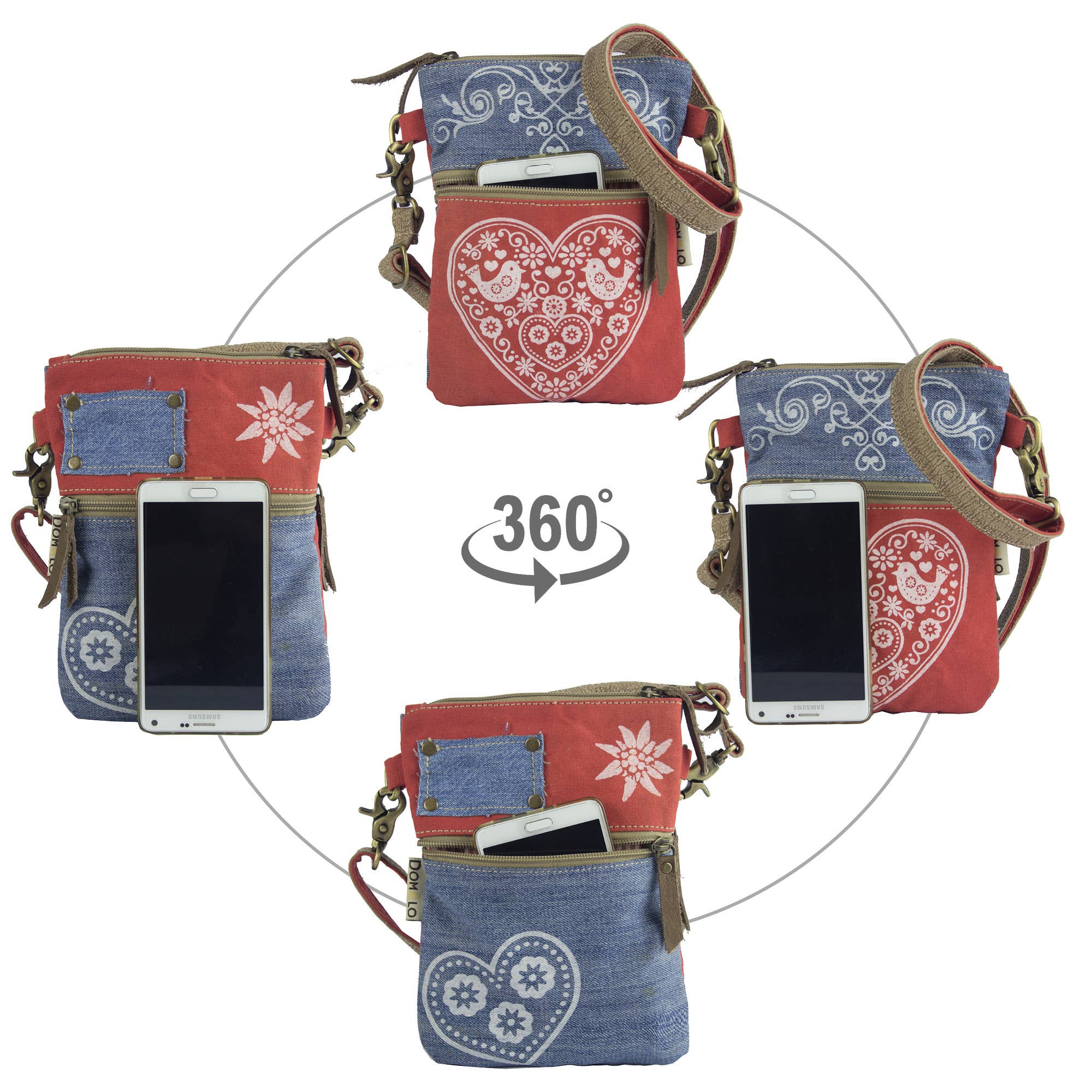 Sunsa - Vente Sac à bandoulière – femme - Sac à bandoulière Domelo. Sac traditionnel avec motif de cœur2