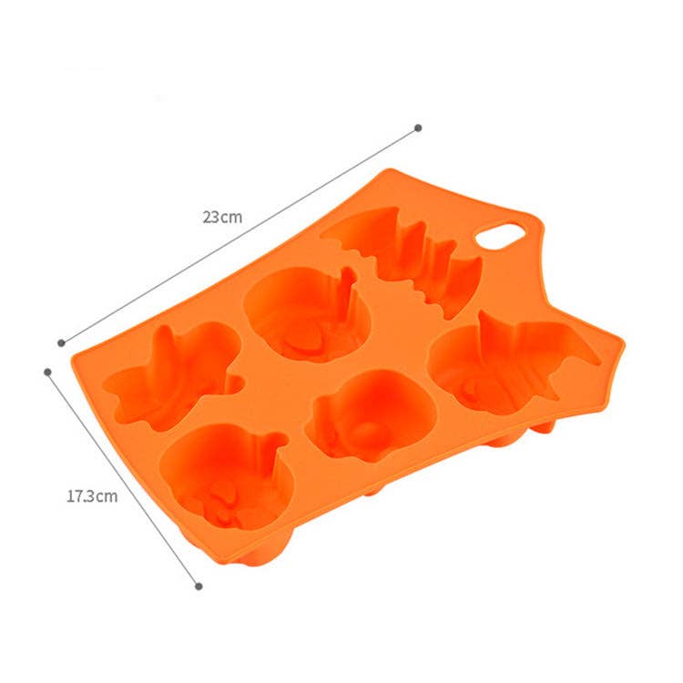 Starlight Wholesale LLC. - Wholesale Craft Supplies - Halloween Silicone Great for Baking, Candles, Wax Tarts or Soap Making. 6 Cavities - Pumpkin, Ghost, Bat, Skull Halloween Silicone Mold3