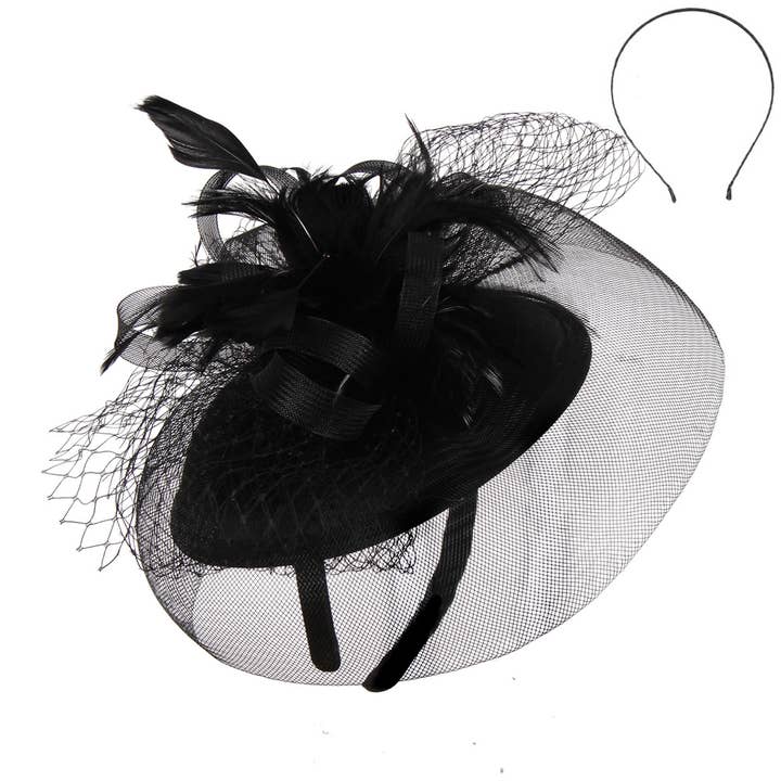anbfashion - Vente Chapeau bibi – femme - SERRE-TÊTE À PLUMES EN FILET VOILÉ4