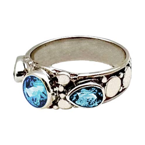 (785CBT) Blue Topaz Silver Ring for wholesale by Vera Wolf