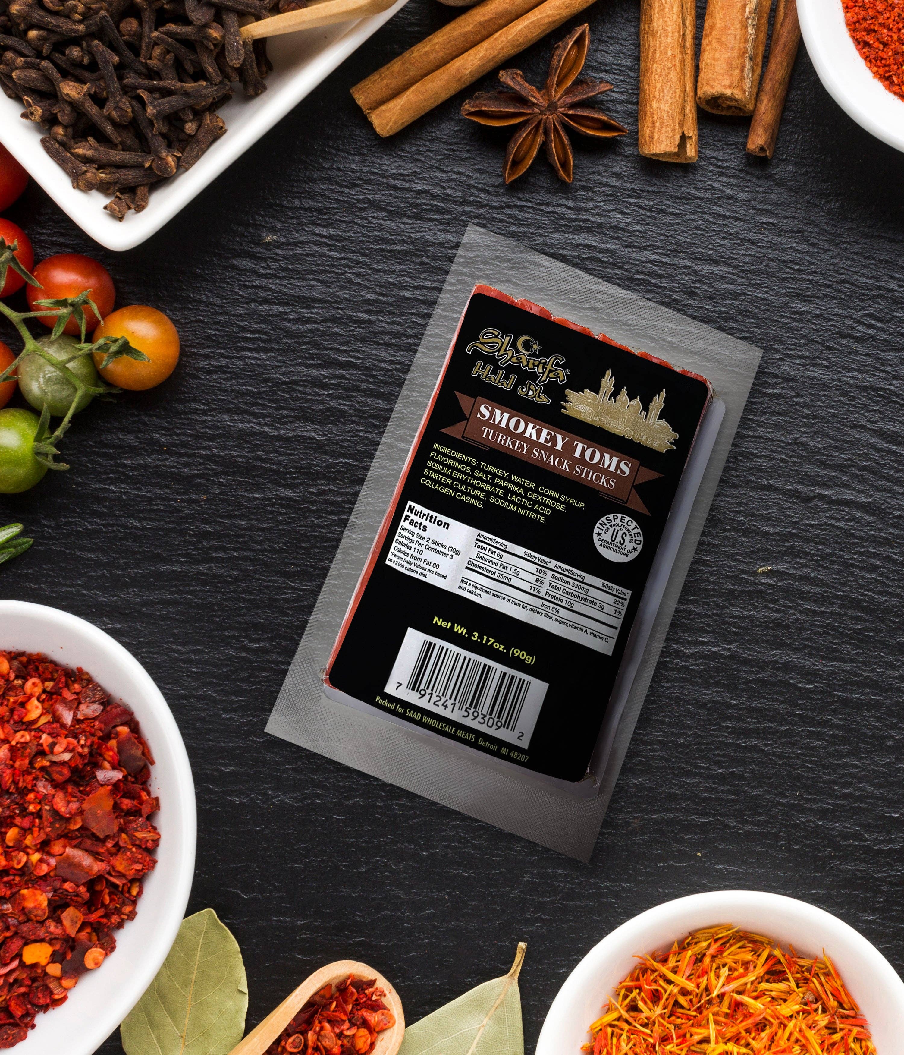 Sharifa Halal Snacks - Wholesale Jerky - Sharifa Halal Smokey Toms Turkey Snack Sticks (25 total)6