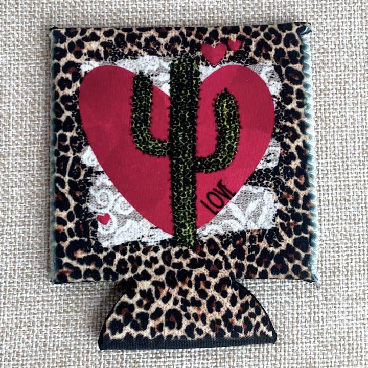 Koozie en forme de guépard en forme de cœur de cactus sans franges pour la vente par RAD Wholesale