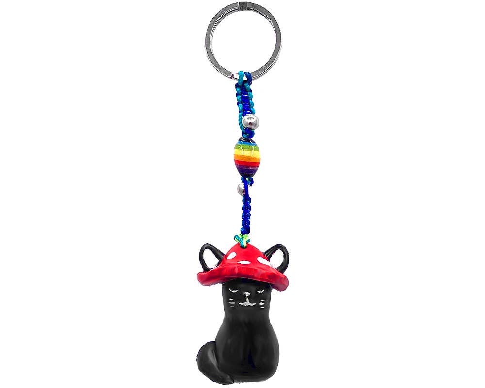 Pichincha - Wholesale Keychain - Women's - Shroom Cap Cat Psychedelic Durepox Resin Figurine Keychain1