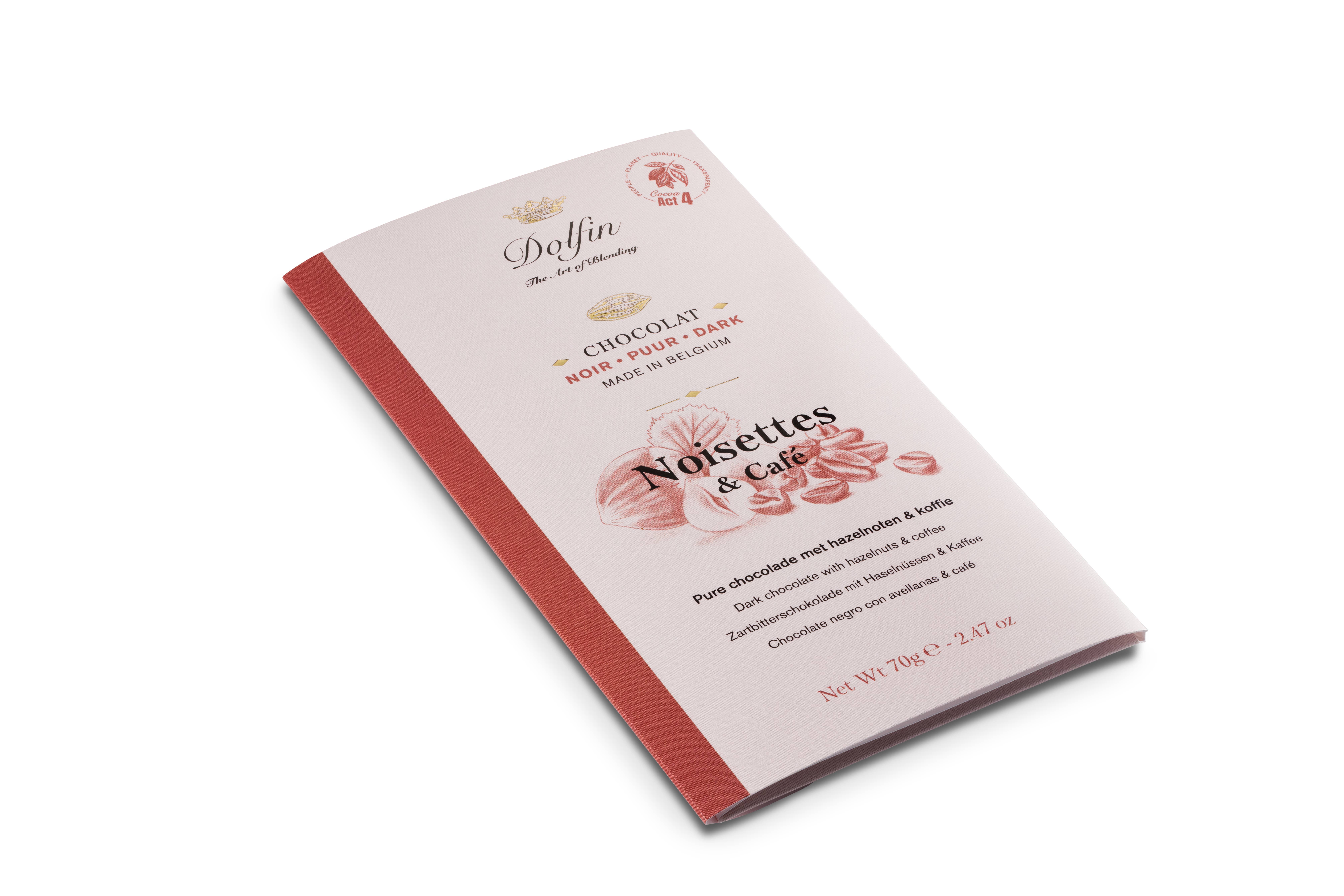 Dolfin - Wholesale Chocolate Bar - 70g Bar - Dark Hazelnuts & Coffee1