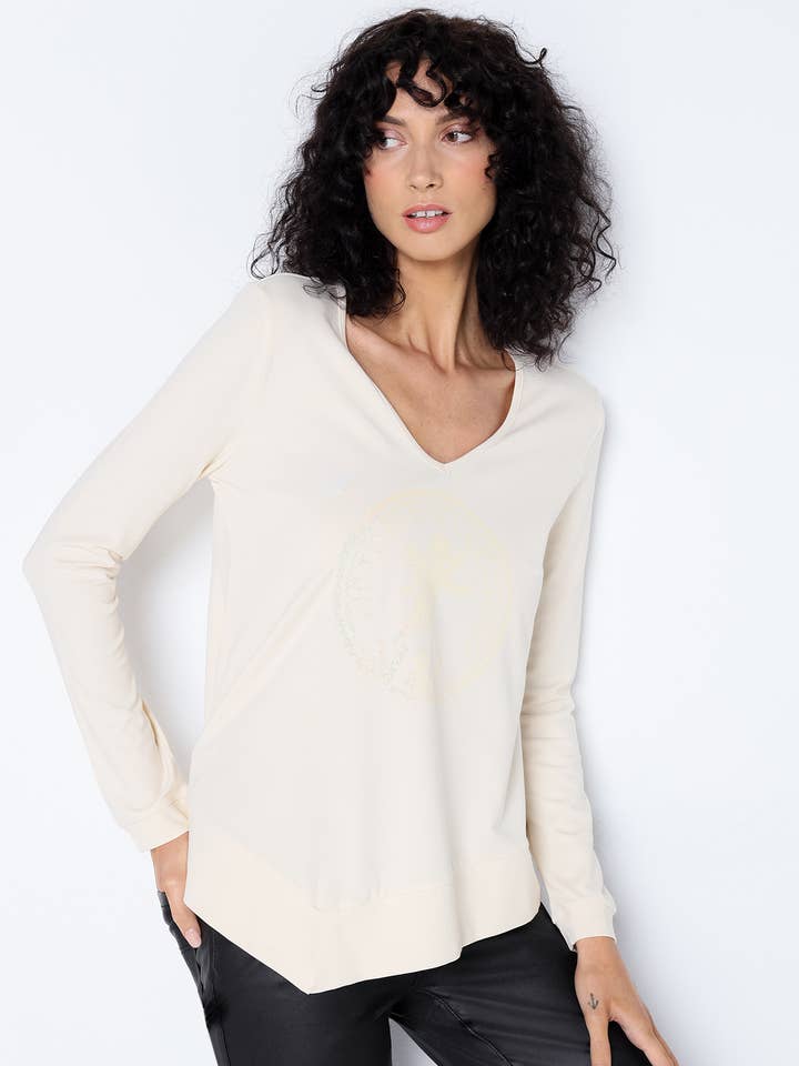 V&LUCCHINO - Langærmet t-shirt med engleprint for engroshandel hos PAUSANT SHOP ONLINE