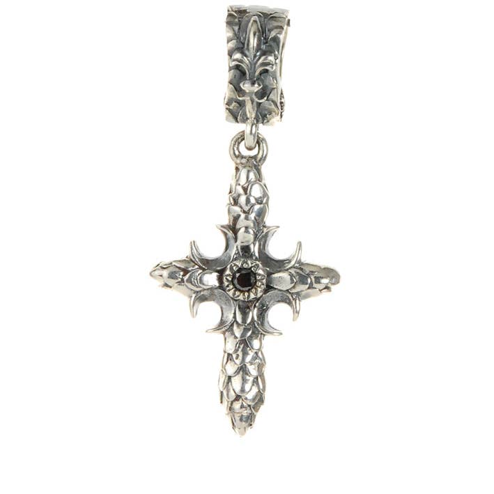 Pendentif en forme de croissant en argent avec écailles de dragon pour la vente par ElfCraft