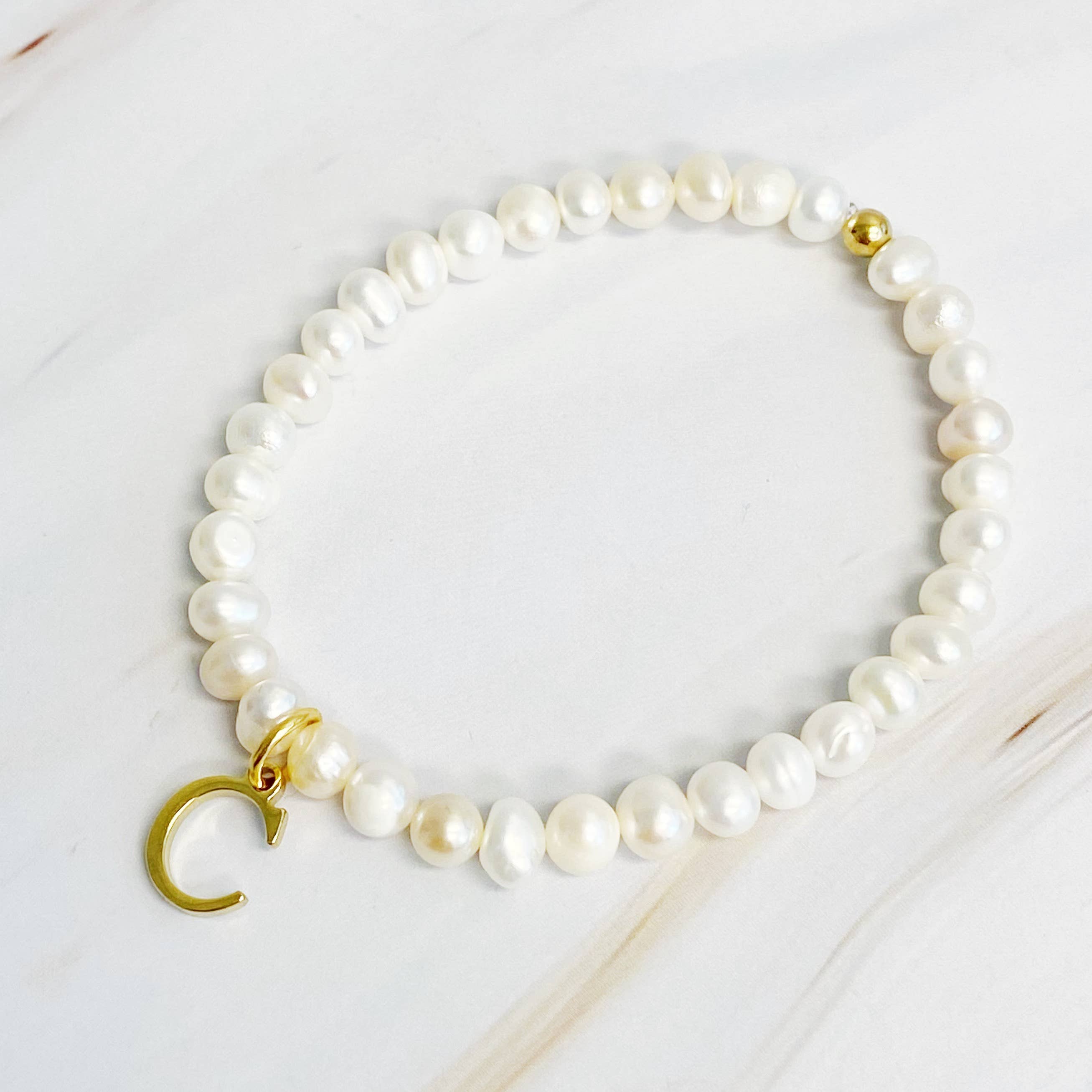 Ellison+Young - Wholesale Charm/Dangle Bracelet - Freshwater Pearl Initial Charm Bracelet23
