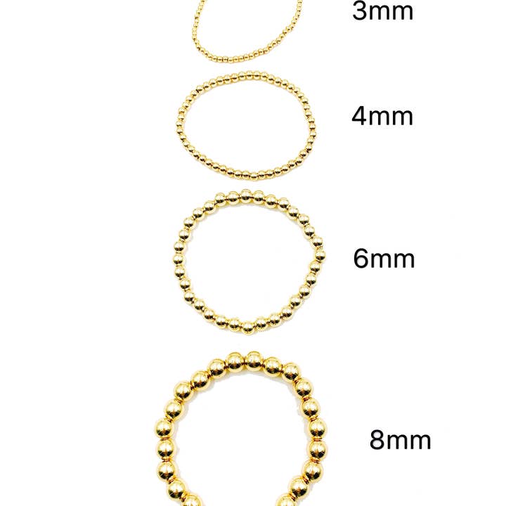 findings4uGem - Wholesale Armband met kralen - Goudgevulde Ballen Gouden Kraal Rekbare Armband, Cadeau BR0090