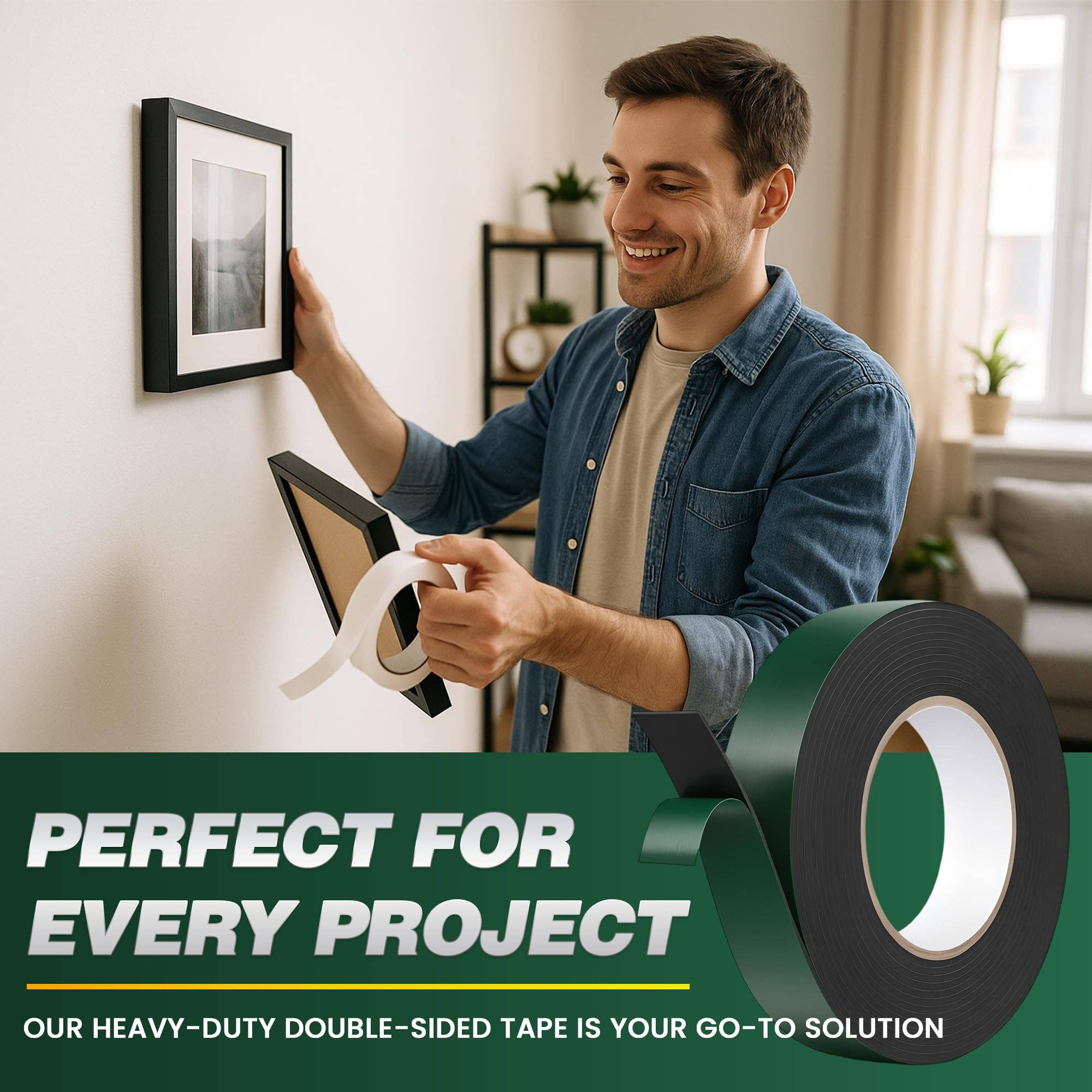 Ledsone – wholesale Tape – LEDSone Black 2.4cm x 5m Heavy Duty Waterproof Double Sided Tape ~62572