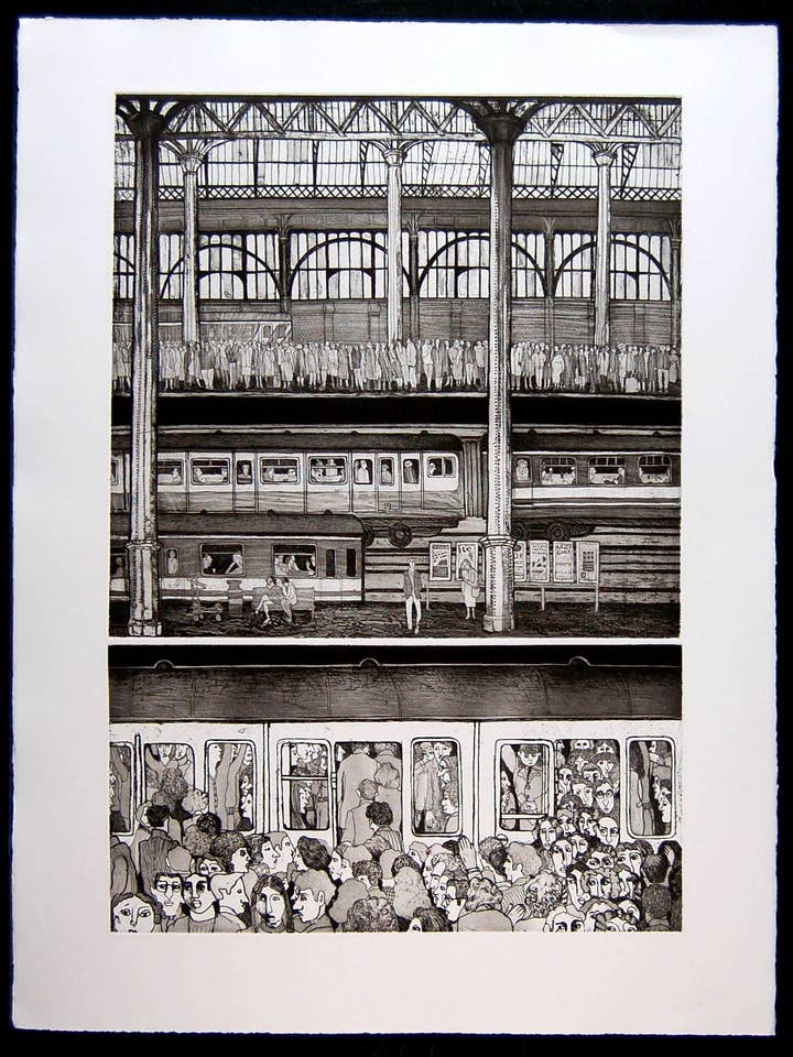 Trainscape IV Waterloo (schwarz und weiß) für den Großhandel von Brenda Hartill