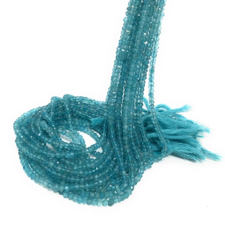 Perles de pierres précieuses d'apatite naturelle, véritable pierre précieuse en gros fournitures de bijoux pour la fabrication de bijoux, 3,5 à 4 mm, 13" brin pour la vente par Akstar Gems