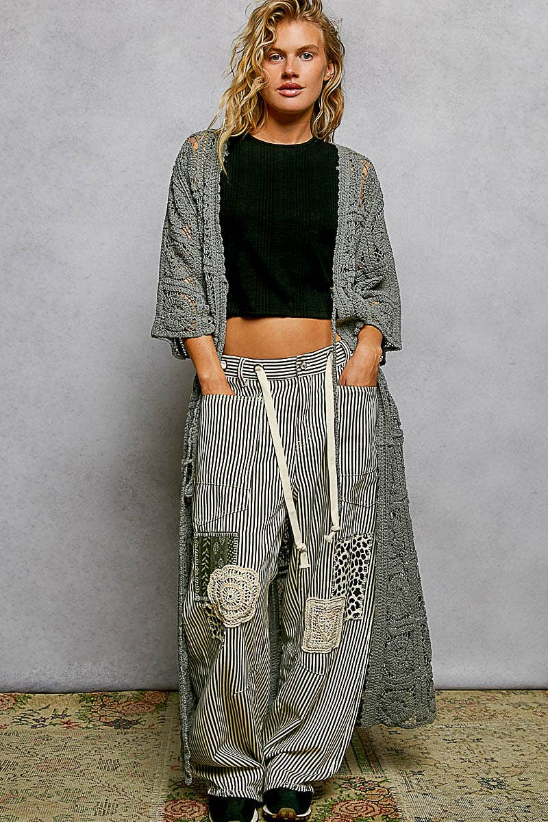 Pol Clothing - Wholesale Cardigan - Women's - Long Sleeve Crochet Open Long Cardigan11