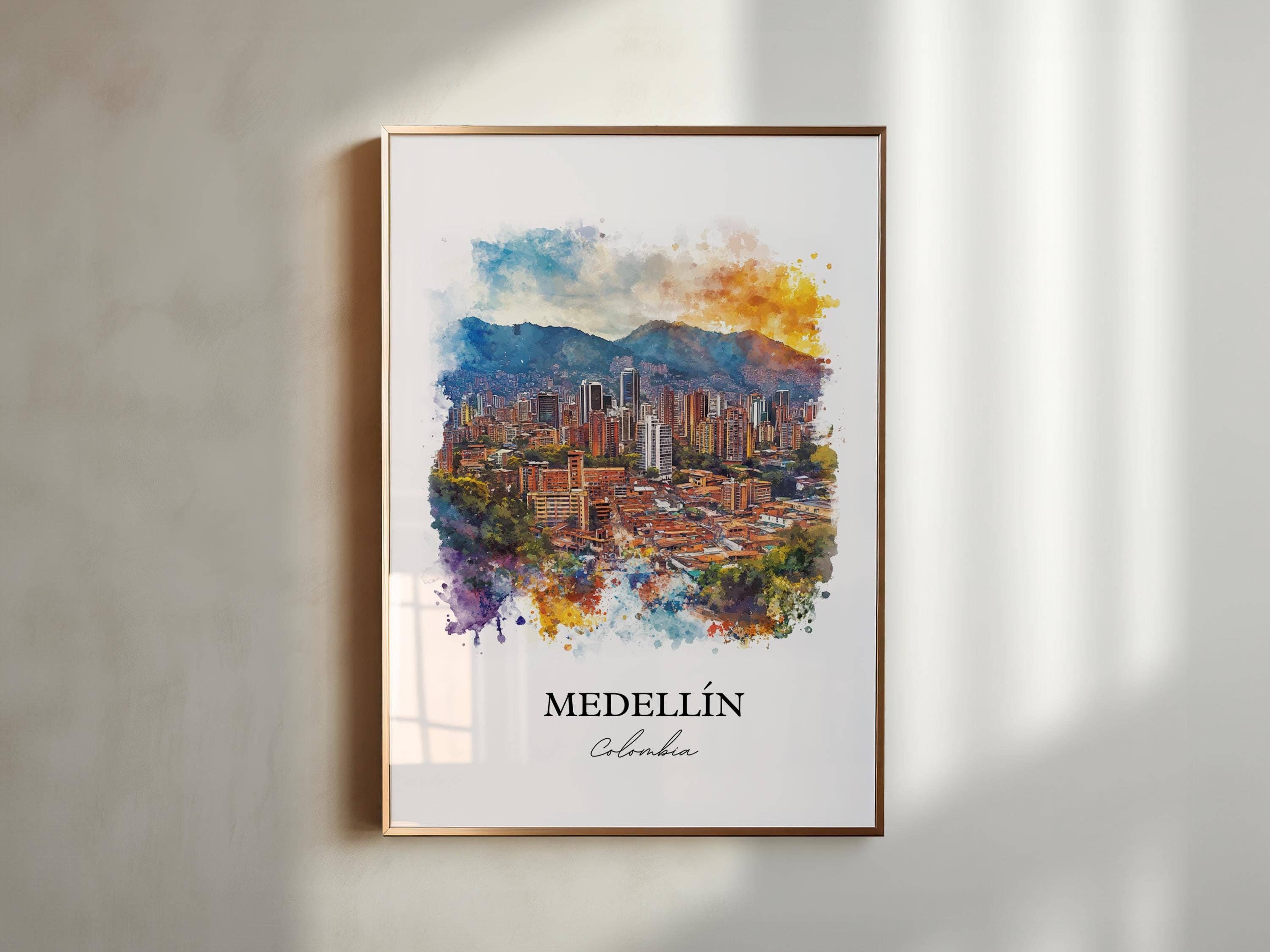 Premium Travel Art - Wholesale Art Print - Medellín Wall Art, Colombia Print, Colombia Watercolor Art, Medellín Colombia Gift, Travel Print, Travel Poster, Housewarming Gift4