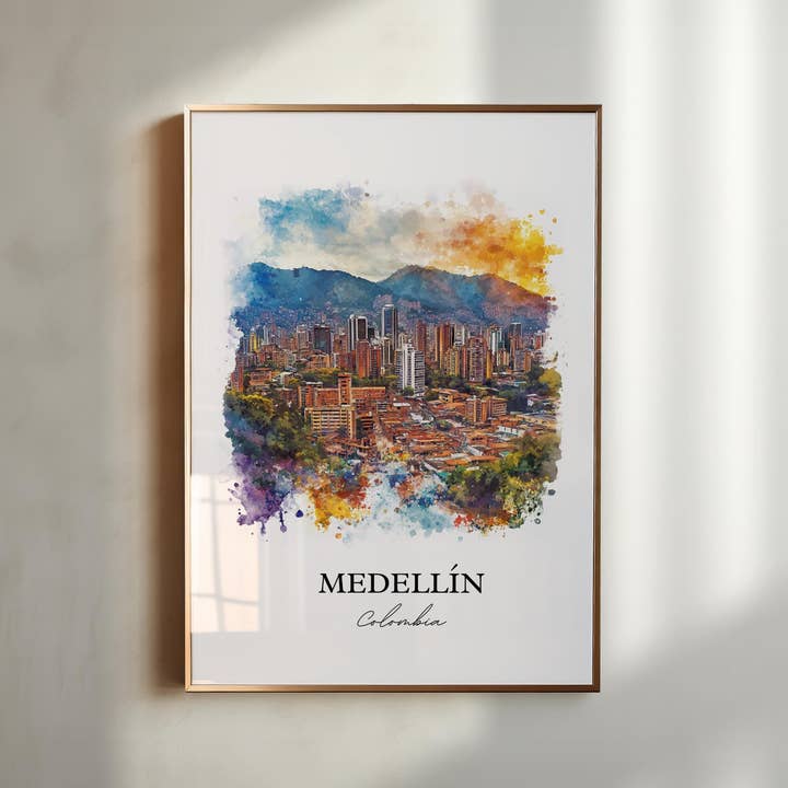 Premium Travel Art - Wholesale Art Print - Medellín Wall Art, Colombia Print, Colombia Watercolor Art, Medellín Colombia Gift, Travel Print, Travel Poster, Housewarming Gift4