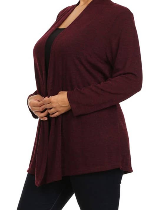 Chris & Carol Apparel - Wholesale Cardigan - Women's - X9029-140 Essential Plus Size Knit Cardigan4